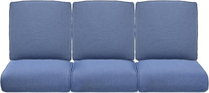 Pop 22x25/22x24 Outdoor Cushions for Patio Couch Chairs Set of 3 - High Back Comfy Outside Seat Cushions for Wicker Dining Rocker Glider Loveseat 3-Seater Sectional Sofa - Navy Blue/Classic