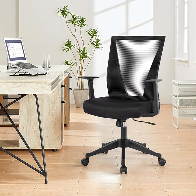 CLATINA Home Office Chair Ergonomic Desk Chair Mesh Computer Chairs with Armrests Executive Rolling Wheels Swivel Heavy Duty Chairs Office, Home, Black 8 Pack