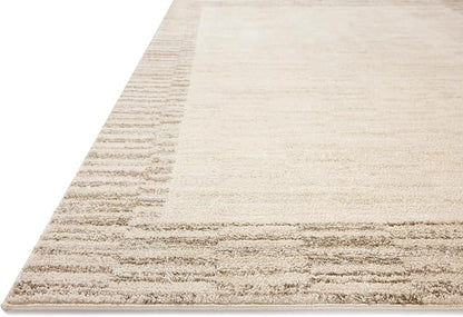 Loloi Chris Loves Julia Calvin Collection CLV-04 Ivory/Pebble 9'-6" x 12'-6" Area Rug Checkered Neutral Soft Living Room Bedroom Carpet