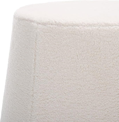 SAFAVIEH Home Collection Liesel Ivory Sherpa Wide Flared Ottoman (Fully Assembled)