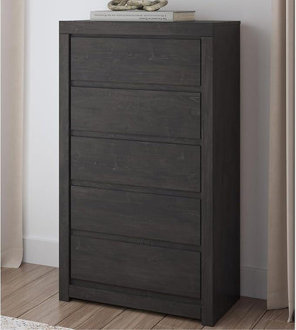 Signature Design by Ashley Parlayon Casual 5-Drawer Chest of Drawers with Safety Stop, Gray