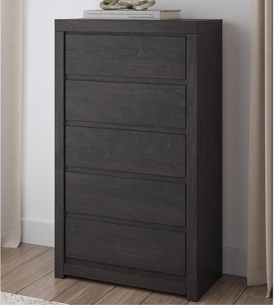 Signature Design by Ashley Parlayon Casual 5-Drawer Chest of Drawers with Safety Stop, Gray