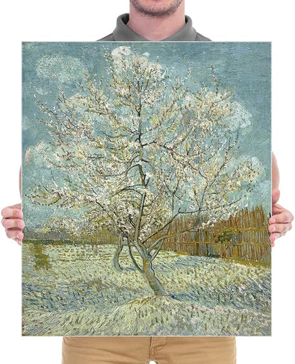 Wieco Art The Pink Peach Tree by Van Gogh Famous Oil Paintings Reproduction Large Modern Stretched and Framed Landscapes Artwork Classic Pictures Giclee Canvas Prints Wall Art for Home Decor