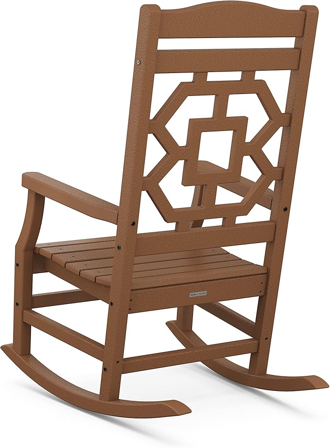 Martha Stewart by POLYWOOD® Chinoiserie 3-Piece Rocking Chair Set in Teak