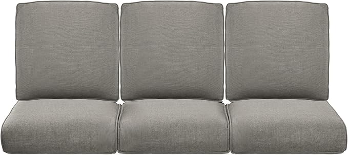 Pop 22x25/22x24 Outdoor Cushions for Patio Couch Chairs Set of 3 - High Back Comfy Outside Seat Cushions for Wicker Dining Rocker Glider Loveseat 3-Seater Sectional Sofa - Grey/Classic