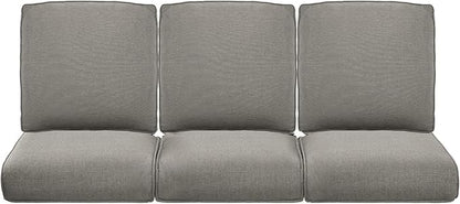 Pop 22x25/22x24 Outdoor Cushions for Patio Couch Chairs Set of 3 - High Back Comfy Outside Seat Cushions for Wicker Dining Rocker Glider Loveseat 3-Seater Sectional Sofa - Grey/Classic