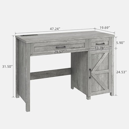 Farmhouse 47" Executive Desk, Computer Desk with Drawers and Storage Cabinet, Workstation Computer Table for Study and Home Office.