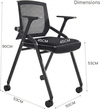20 Pack Stackable Conference Room Chairs with Paddle Folding Office Chair Foldable Desk Chair Mesh Back and Arms for Conference Meeting Guest Reception Home Office Training Room Chair Black