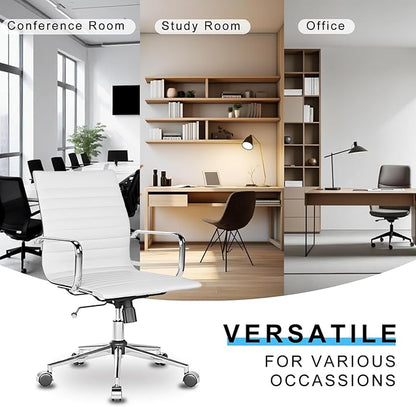 White Office Chair Ergonomic Swivel Desk Chair with Armrests Comfortable Heavy-Duty Chair for Office or Conference Table ，White 22.83in Seat