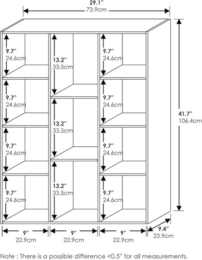 Furinno LUDER Book Shelf, 11-Cube Bookshelf, Reversible Bookcase, 9.4 x 29.1 x 41.7, for Living Room, Bedroom, Home Office, White/Green