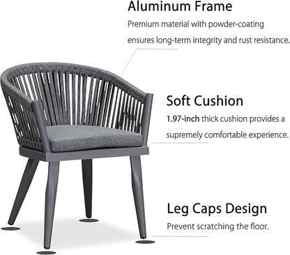 PURPLE LEAF 11 Pieces Outdoor Dining Set with Patio Aluminium Dining Table and Wicker Rattan Chairs Modern Furniture Cushions Sets for Backyard Indoor Decor Kitchen Grey
