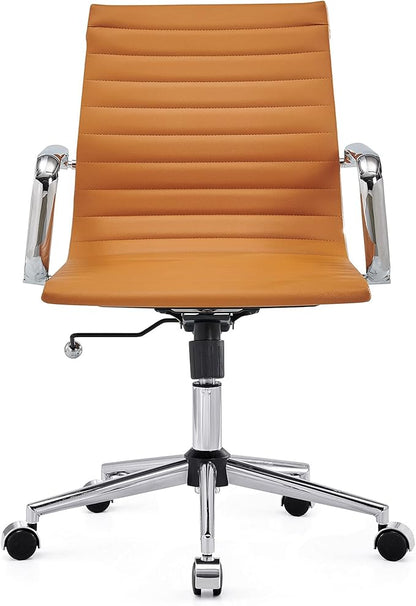COROCC Office Desk Chair Modern Conference Room Task Chairs Leather Computer Swivel Excutive Ribbed Ergonomic Rolling Comfortable Chair for Home Office