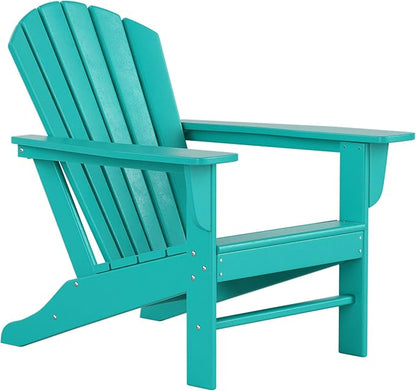 Costaelm Outdoor Adirondack Chair, HDPE Patio Chair, Weather Resistant Lawn Firepit Outside Chairs for Porch, Poolside, Garden, Backyard Deck, Turquoise