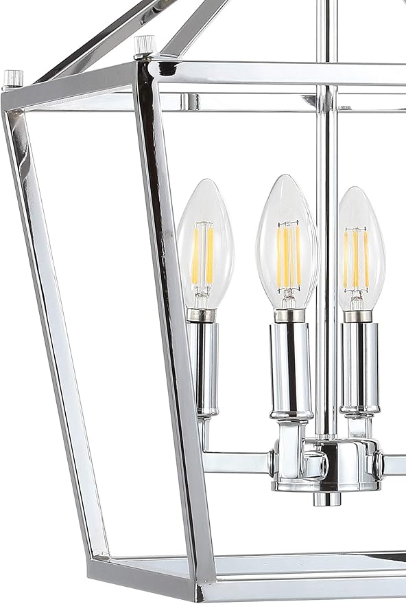 JONATHAN Y JYL7436C Pagoda Lantern Dimmable Adjustable Metal LED Pendant Classic Traditional Farmhouse Dining Room Living Room Kitchen Foyer Bedroom Hallway, 12 in, Chrome