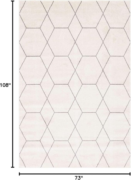 Unique Loom Trellis Frieze Collection Area Rug - Geometric (6' 1" x 9', Ivory/ Gray)