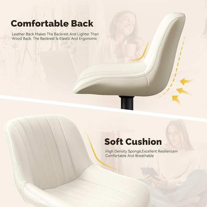 Nalupatio Bar Stools Set of 2, Adjustable Modern Swivel Bar Stools with Backs, Counter Height Performance Fabric Island Chairs for Home Kitchen, Off-White