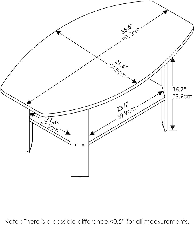 Furinno Simple Design Coffee Table, Dark Walnut