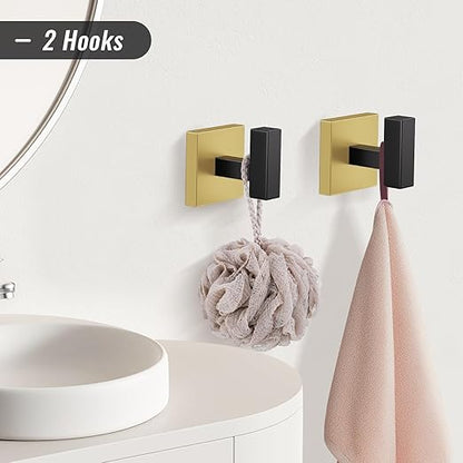 YACVCL Towel Bar Set, 5-Piece Black and Gold Bathroom Hardware Set, Black&Gold Bathroom Accessories Set, SUS304 Stainless Steel 23.6 Inch Towel Holder Towel Racks Set Wall Mounted