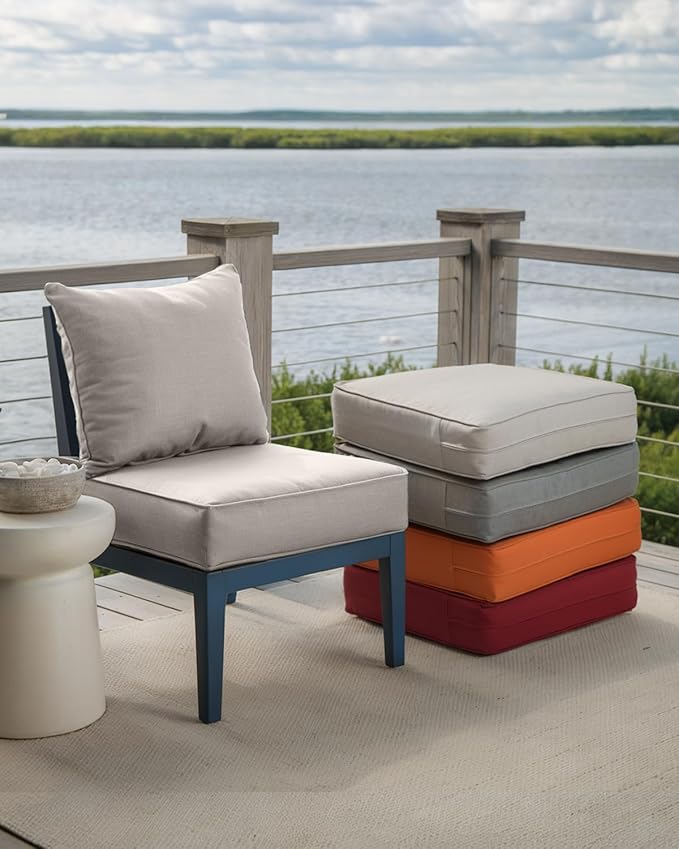 Luxury 24x24x6 Inch Outdoor Furniture Cushions Set of 6 - Comfortable Deep Seat Patio Zipper Chair Cushion for Outside Wicker Dining Rocking Swivel Chairs Loveseat Couch Sectional Sofa - Beige
