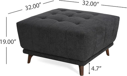 Christopher Knight Home Kinsley Square Ottoman Footstool, Ottoman Chair with Large Seat, Chenille Fabric Upholstery Coffee Table, Modern Side Table for Living Room Bedroom Home Decor, Grey