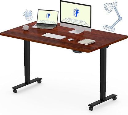 FLEXISPOT E6 MAX Dual Motor 3-Stage 48x30 Inch Heavy Duty Standing Desk, 330lbs Weight Capacity, Height Adjustable Desk w/Cable Management & Wheels (Seamless Mahogany Desktop + Black Frame)