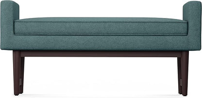 SIMPLIHOME Scott 46 inch Wide Contemporary Rectangle Ottoman Bench in Smoky Teal Linen Fabric , Assembled, For the Living Room and Bedroom