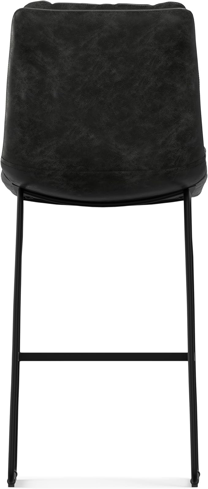 SIMPLIHOME Danika Bar Stools (Set of 2) - 29 inch Seat Height Upholstered Metal Bar Chairs in Distressed Charcoal Grey Vegan Faux Leather, Mid Century Seating for Kitchen with Tufted Pillow-Top Seat