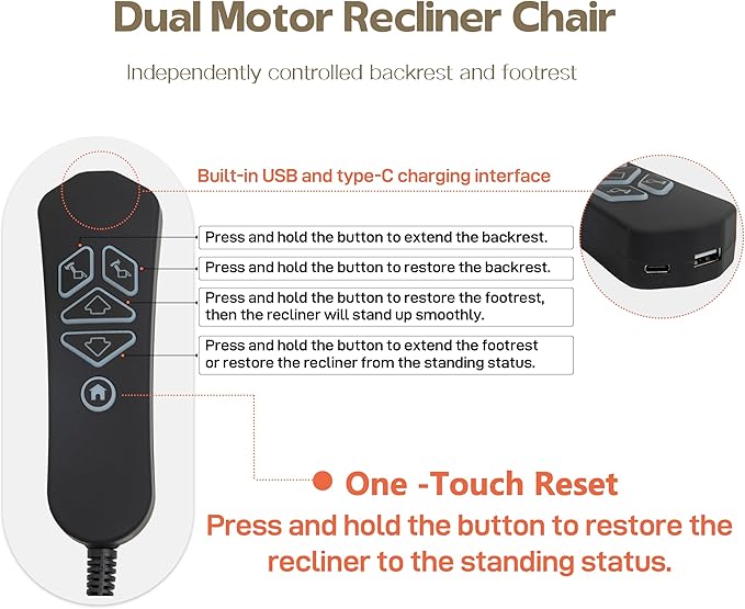 Power Lift Recliners Chairs for Elderly Adults Lay Flat Recliner with Heat & Massage, Wireless Charging Device, USB Ports, Cup Holder, Lumbar Pillow, 400Lbs（Grainy Fibric,Oatmeal）