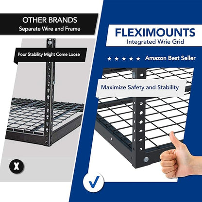 FLEXIMOUNTS 3x8 Overhead Garage Ceiling Storage Rack, Adjustable Garage Organization System, Heavy Duty Metal, 750lbs Weight Capacity, Black, Classic Series