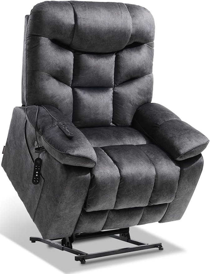 EONIX Oversized Big Man Power Lift Recliner Chair for Elderly with Heat and Massage, 400lbs Dual Motor Lay Flat Electirc Lift Chair with Extended Footrest, SLRY008063, Black
