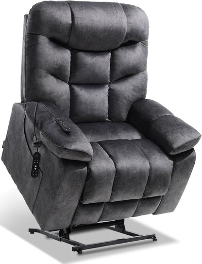 EONIX Oversized Big Man Power Lift Recliner Chair for Elderly with Heat and Massage, 400lbs Dual Motor Lay Flat Electirc Lift Chair with Extended Footrest, SLRY008063, Black
