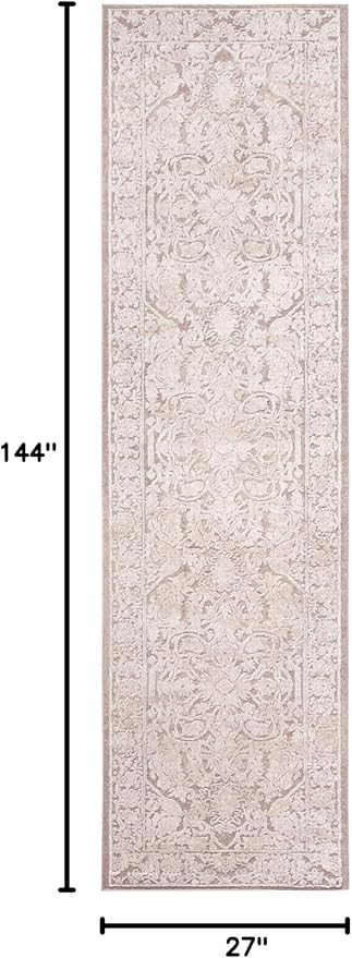 SAFAVIEH Reflection Collection Runner Rug - 2'3" x 12', Beige & Cream, Non-Shedding & Easy Cleaning, Ideal for Living Room, Bedroom (RFT665A)