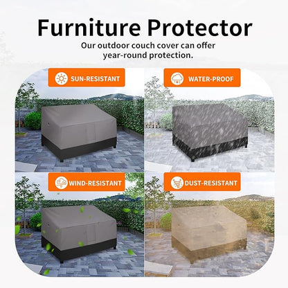 Easy-Going Waterproof Outdoor Loveseat Cover, Heavy Duty 2-Seater Patio Couch Cover, Windproof Outdoor Furniture Cover with Air Vent (76Wx32.5Dx33H inch, Gray/Black)
