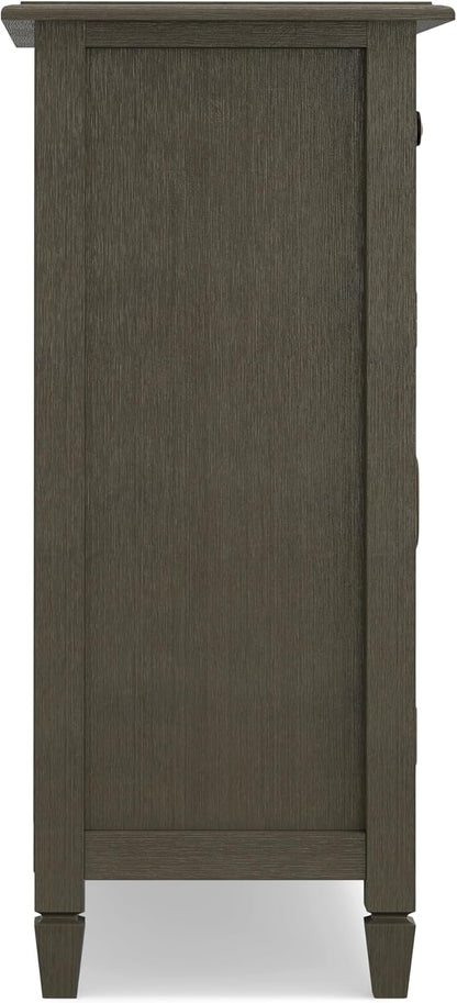SIMPLIHOME Connaught 40-inch Wide Solid Wood Storage Cabinet in Farmhouse Grey for Entryway, Living Room, Organizer for Hats, Gloves, Shoes, Keys, Slim Design, Traditional Style