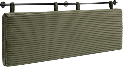 UEV Queen Headboard Only, Wall Mounted Hanging Upholstered Bed Head Board, Modern Vertical Channel Design of Fine Flannel, Elegant Green Fluted Headboard for Bedroom (Green, Queen Size)