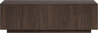 Henn&Hart 48" Rectangular Low-Profile Wood Coffee Table for Living Room, Family Room, or Office, Alder Brown