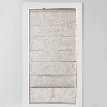 Madison Park Kyler Cordless Roman Shades - Single Panel, Lightweight Linen Blend Fabric, Natural Design, Easy Installation, Light Filtering Window Blind, Bedroom, Living Room Decor 34"W x 64"H Natural