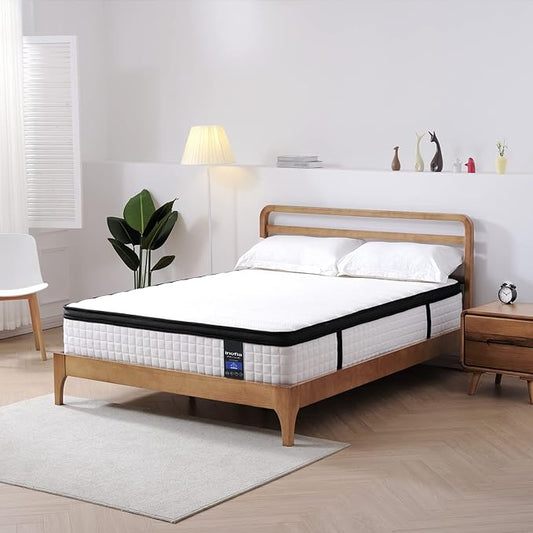 Inofia 12 inch Twin XL Mattress Hybrid with Waterproof Rayon Mattress Protector Included, Medium Firmness Cool Bed for Ultimate Support, Motion Isolation for Any Sleepers, Twin XL Size Mattresses