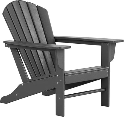 Costaelm Outdoor Adirondack Chair, HDPE Patio Chair, Weather Resistant Lawn Firepit Outside Chairs for Porch, Poolside, Garden, Backyard Deck, Gray