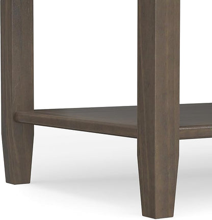 SIMPLIHOME Ela Console Table - 48 Inch Wide Solid Wood Sofa Table in Smoky Brown, Transitional Storage for Entryway or Living Room with 2 Drawers, 2 Cabinets, Open Shelf, and X-Panel Doors