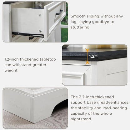 ACCOHOHO Farmhouse 5 Drawers Dresser Chests for Bedroom,46" Tall Wood Rustic Chest of Drawers with Wide Metal Handle,Natural Texture,Drawer Organizer for Bedroom,Living Room,Hallway and Entryway,White