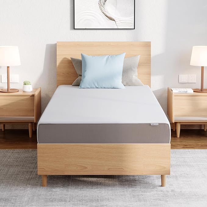 Amazon Basics Plush Memory Foam Bed Mattress, Full, White/Grey, 75 x 54 x 8 inches