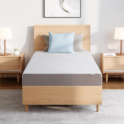 Amazon Basics Plush Memory Foam Bed Mattress, Full, White/Grey, 75 x 54 x 8 inches