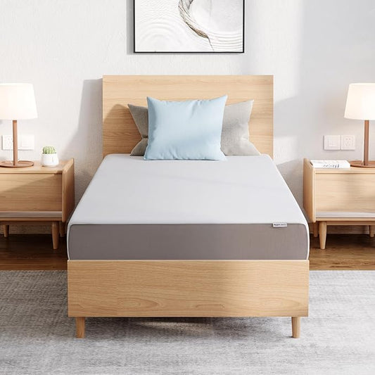 Amazon Basics Plush Memory Foam Bed Mattress, Full, White/Grey, 75 x 54 x 8 inches