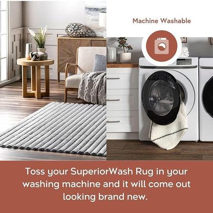 nuLOOM 2'6" x 8' Cozy Plush Area Rug, Machine Washable, Non-Slip, Soft Fluffy Shag Carpet for Living Room Bedroom Kids Room Nursery Home Decor, Kai Silver