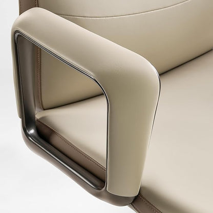 EUREKA ERGONOMIC Alto Leather Desk Chair, Silicone Leather Office Chair with Wheels, High Back Office Chair, Executive Office Chair Comfy for Home & Office, Off-White