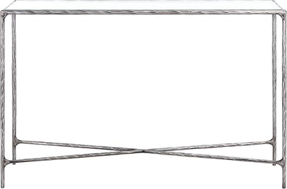 SAFAVIEH Couture Home Collection Jessa Silver Metal/Tempered Glass Top Entryway Living Room Rectangle Console Table (Fully Assembled)
