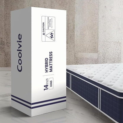 Coolvie Twin XL Mattress 14 Inch, Gel Memory Foam Bed in a Box, Adaptive Support Breathable Hybrid Mattresses with CertiPUR-US Certified, Double Coesoling Individually Coil & Medium Plush Support