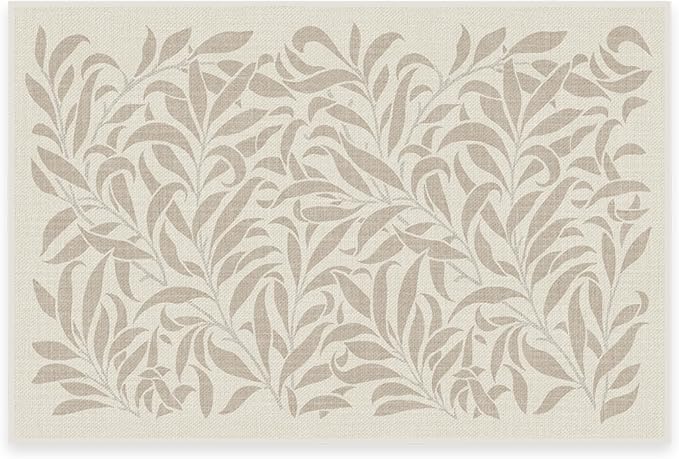 RUGGABLE x Morris & Co Washable Area Rug–Pure Willow Boughs Natural 2x3, Stain-Resistant, Non-Slip–Small Machine Washable Rugs for Living Room, Bedroom, Hallway, Entryway & Bathroom–with Standard Pad