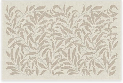 RUGGABLE x Morris & Co Washable Area Rug–Pure Willow Boughs Natural 2x3, Stain-Resistant, Non-Slip–Small Machine Washable Rugs for Living Room, Bedroom, Hallway, Entryway & Bathroom–with Standard Pad